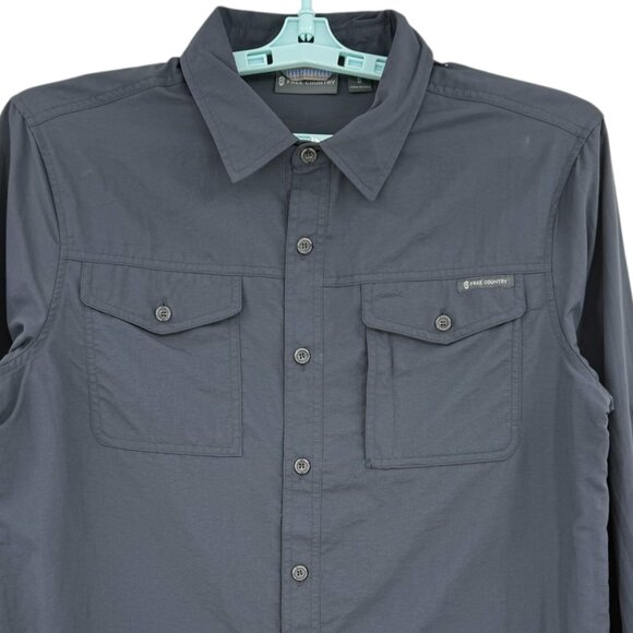 NWT Free Country Men's Expedition Moisture Wicking Storm Gray Nylon Shirt Size S - Picture 3 of 12